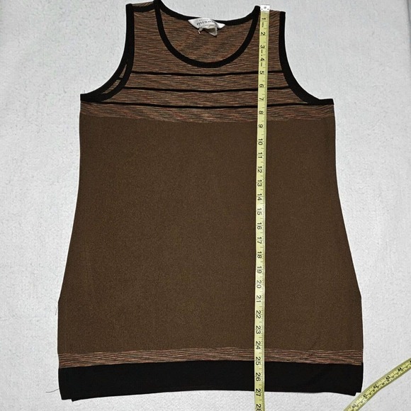 EXCLUSIVLEY MISOOK Twin Set Tank Top Sz S Knit Cardigan Sz XS Brown Stripe Fall - Picture 12 of 12